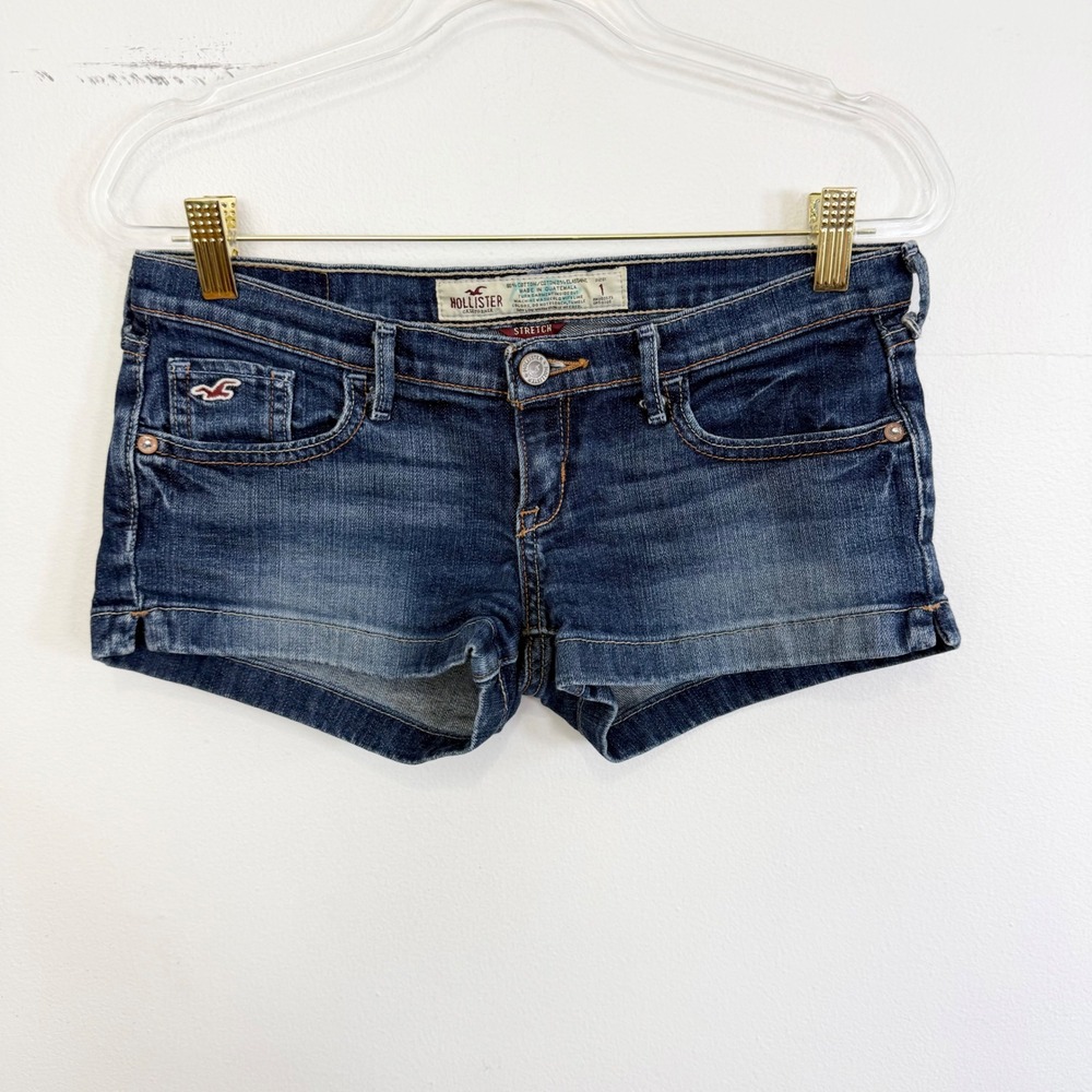 Vintage Y2K Hollister Ultra Low Rise Denim Micro Shorts Size 1